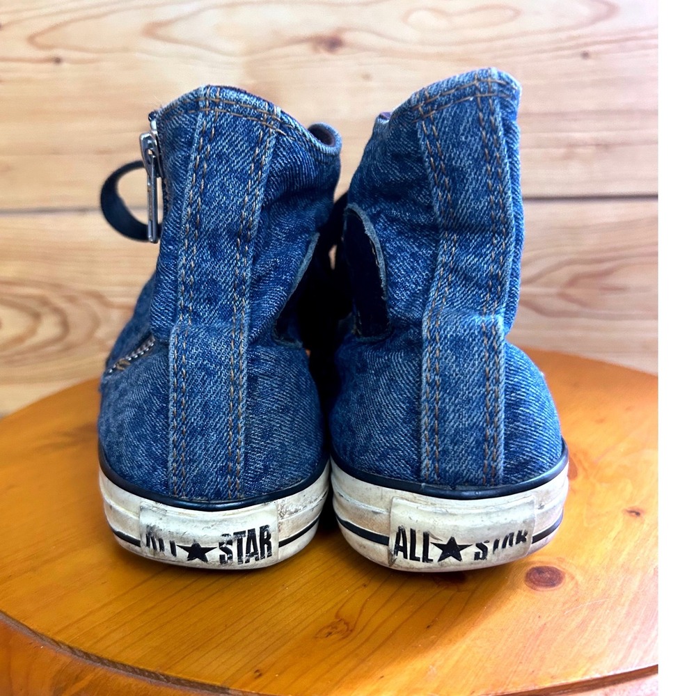 Converse Chuck‎ Taylor All Star Denim Leopard Print High Top Zip Sneakers Blue 6 - Picture 5 of 9